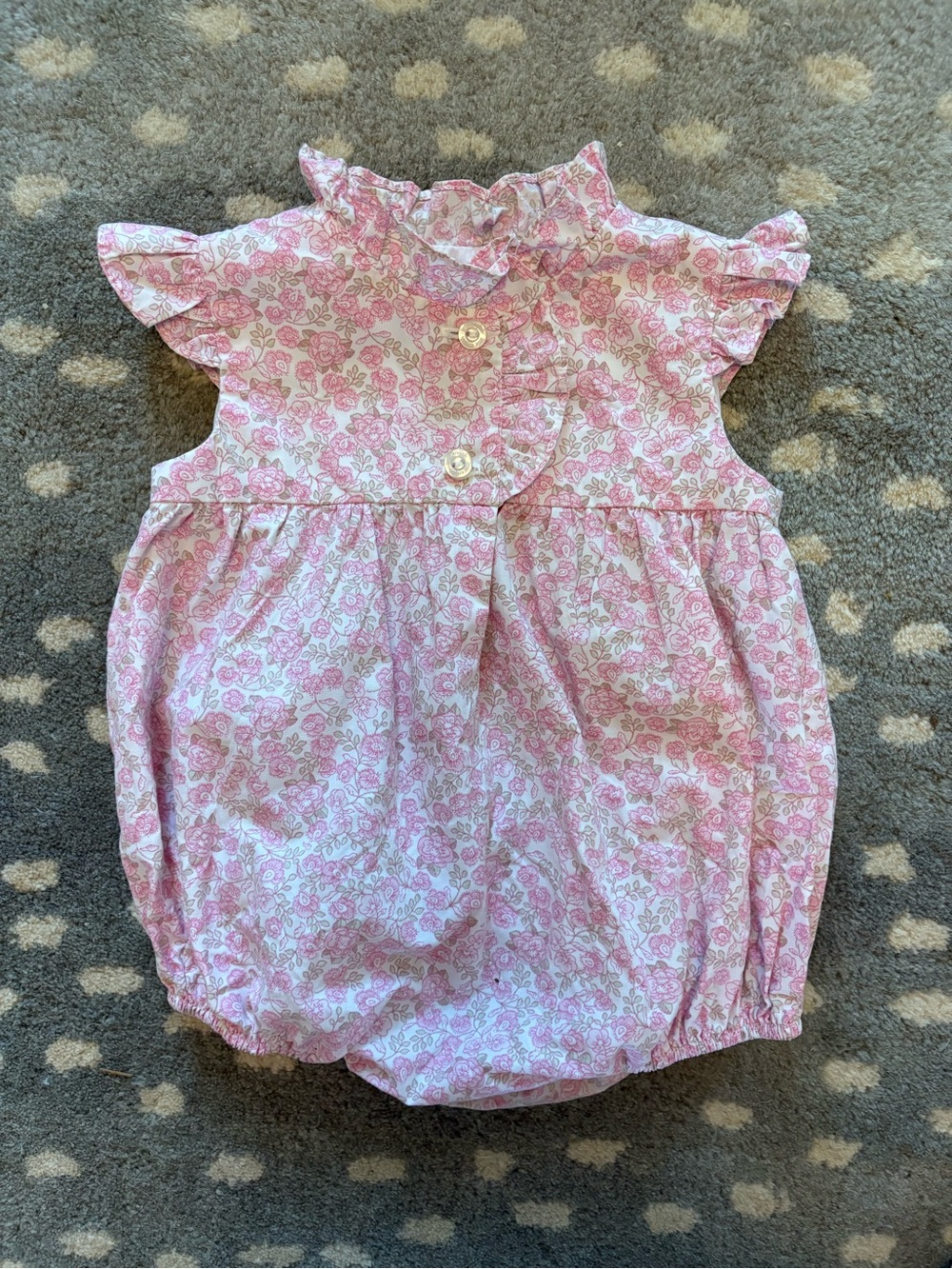 Little English Pink Floral Infant Romper with Ruffle Collar